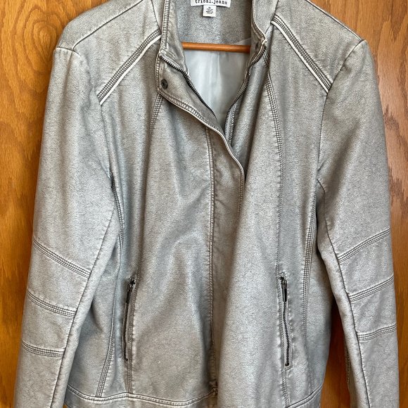 TRIBAL JEANS  faux leather moto-style jacket. Gray. Size XL. - Picture 1 of 5